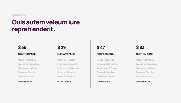 Pricing Table - c762