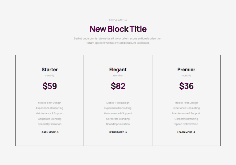 Pricing Table - c764
