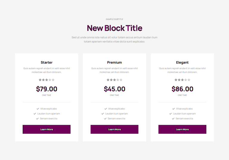 Pricing Table - c783