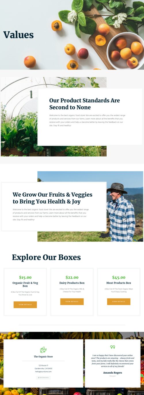 Organic Food Store - Values 1
