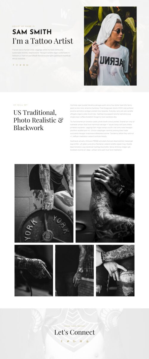 Elementor kit - Tattoo Studio - artist