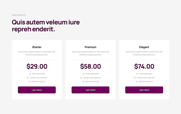 Pricing Table - c796
