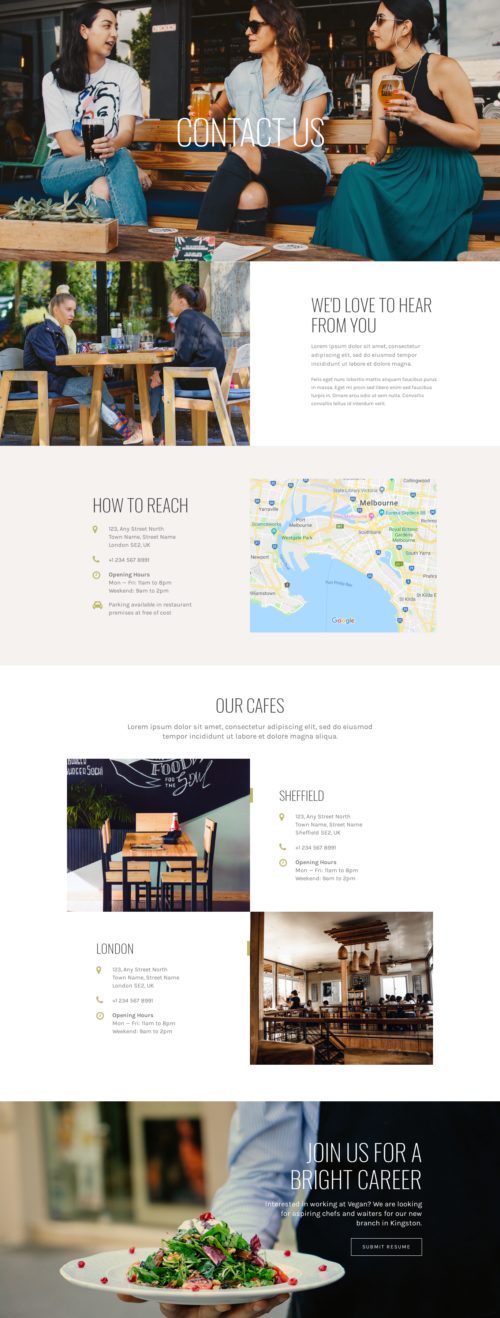 Vegan Restaurant - Contact Us
