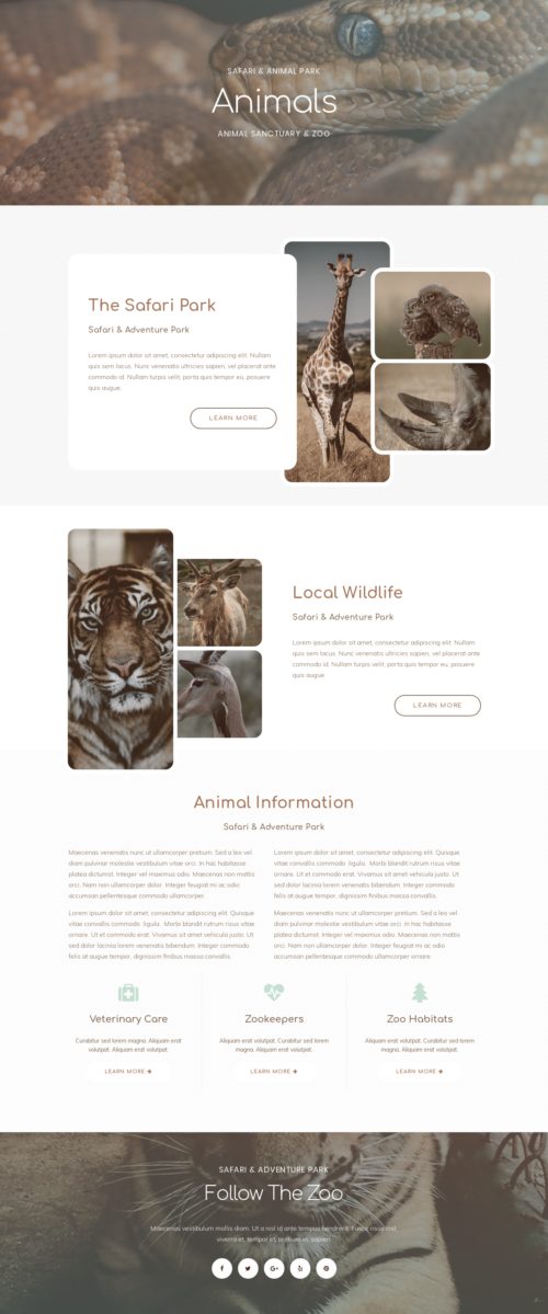 Elementor kit - Zoo - Animals