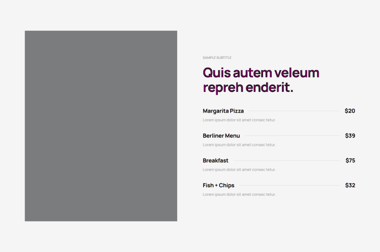 Pricing Menu c775
