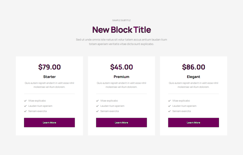 Pricing Table - c792