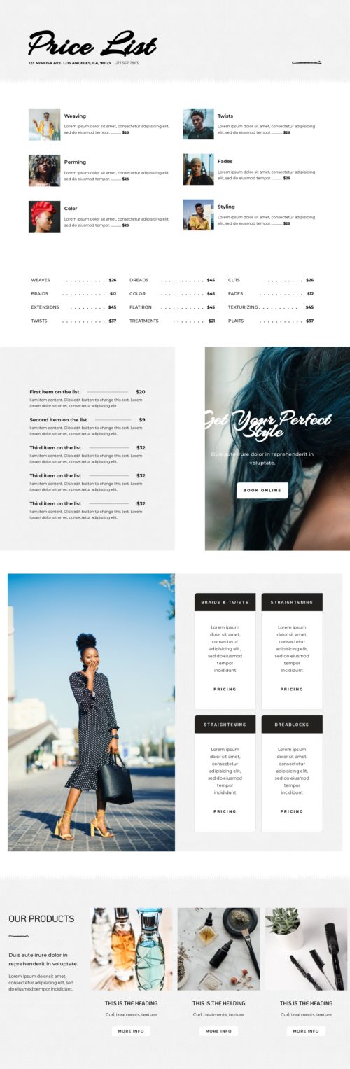 Stylist - Pricelist