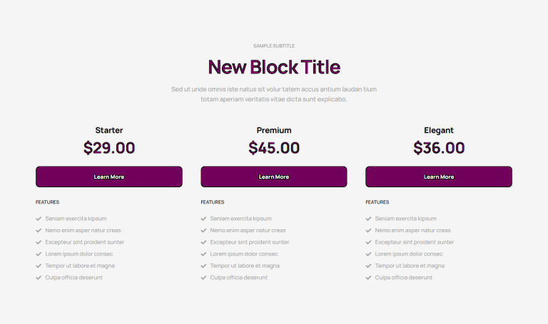 Pricing Table - c800