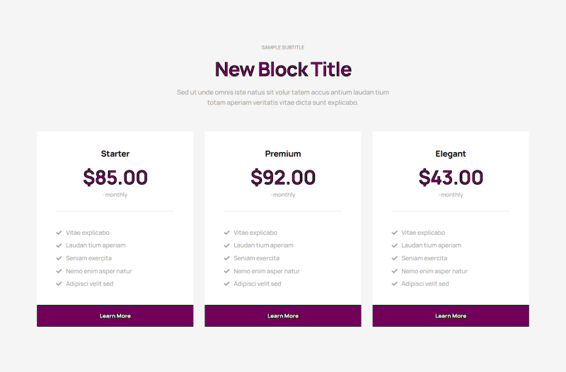 Pricing Table - c786