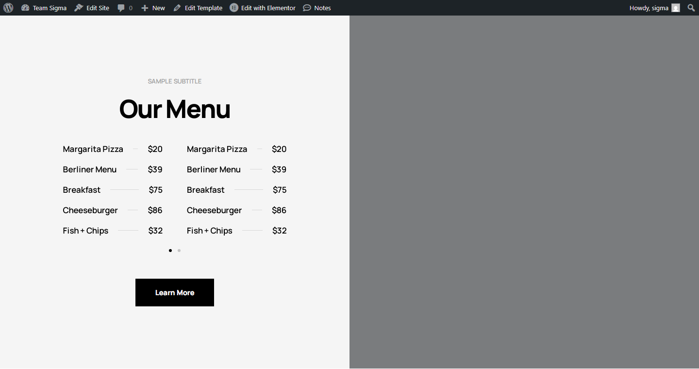 Price Menu c3093