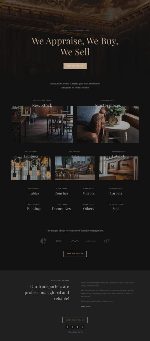 Elementor kit -Antique Furniture - Home 2