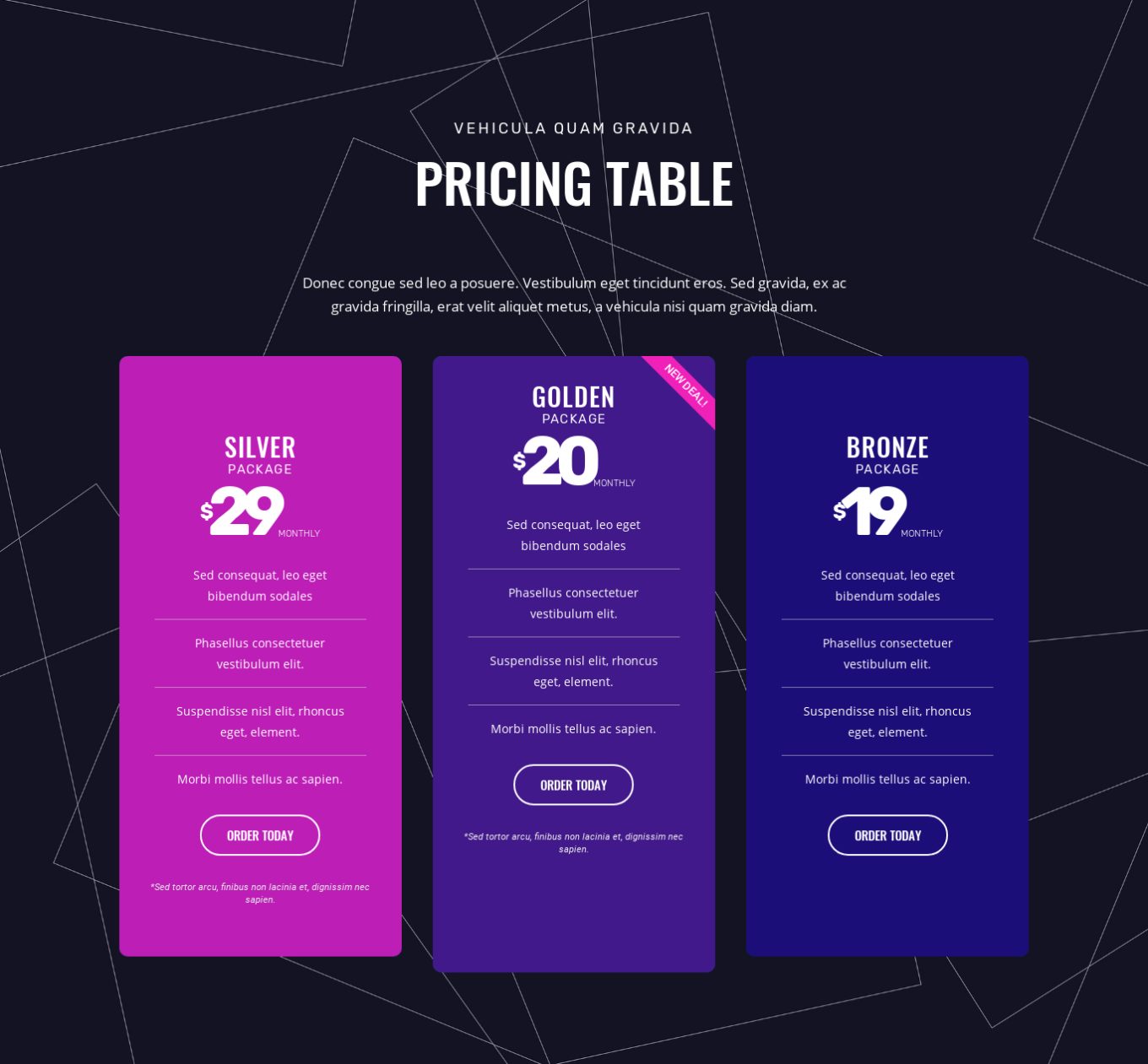 Pricing Table 5