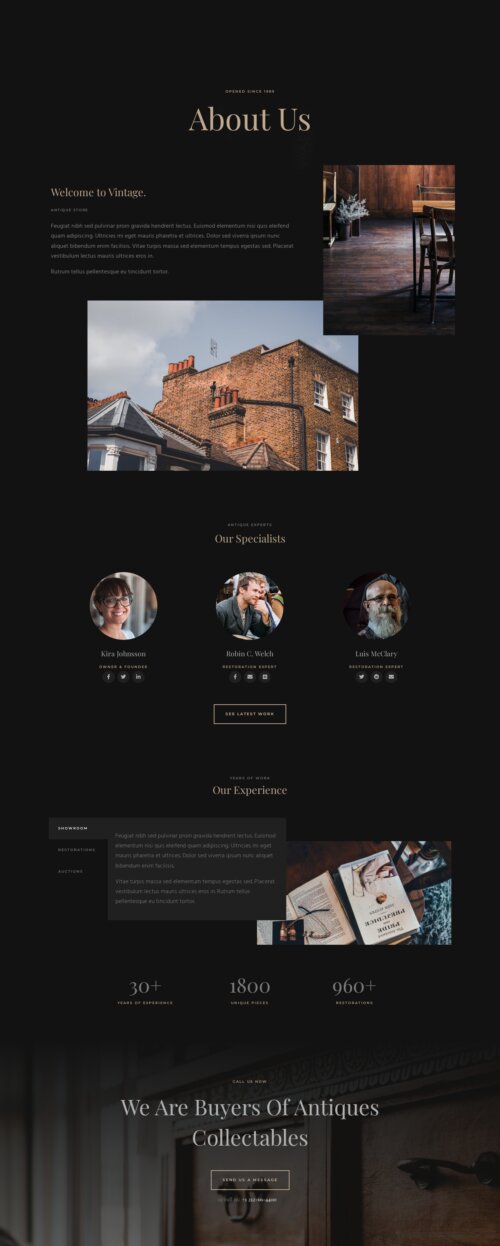 Elementor kit -Antique Furniture - About us