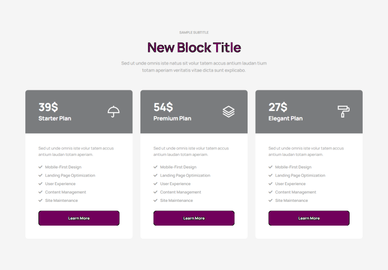 Pricing Table - c819