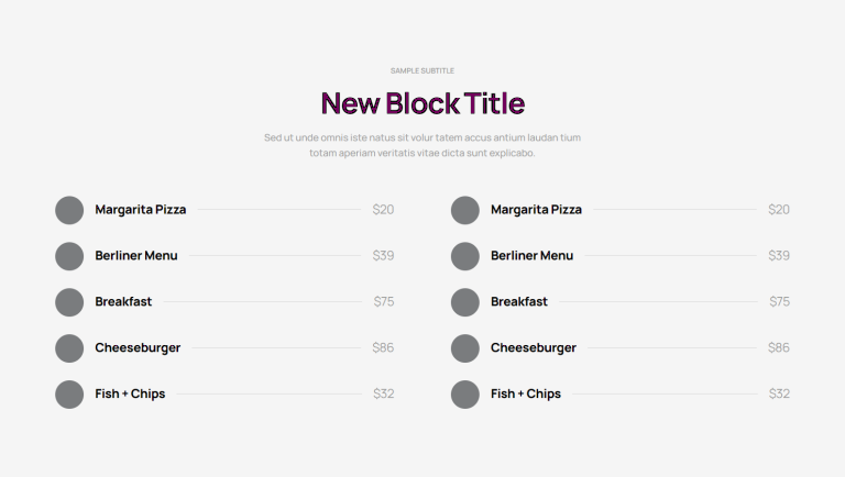 Pricing Menu c778