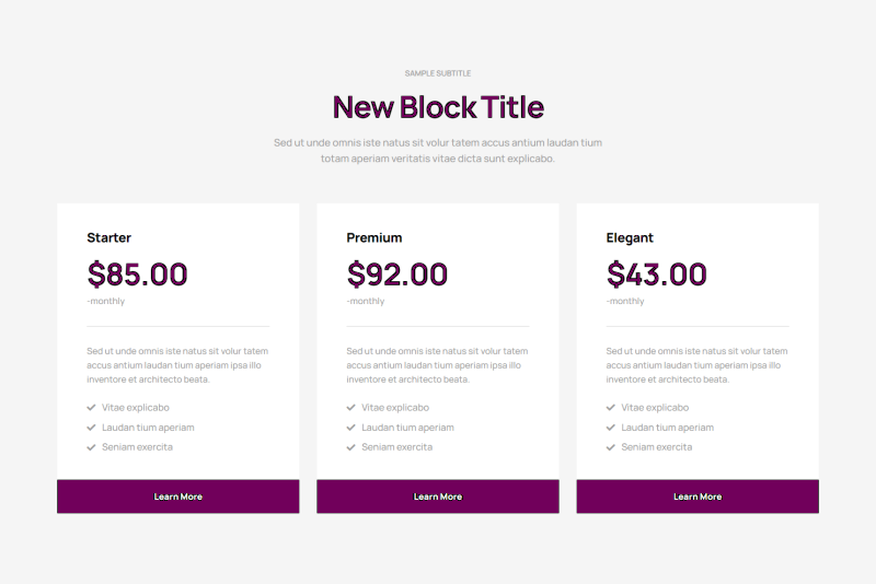 Pricing Table - c787