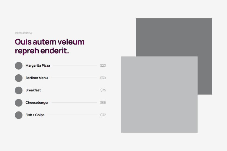 Pricing Menu c779