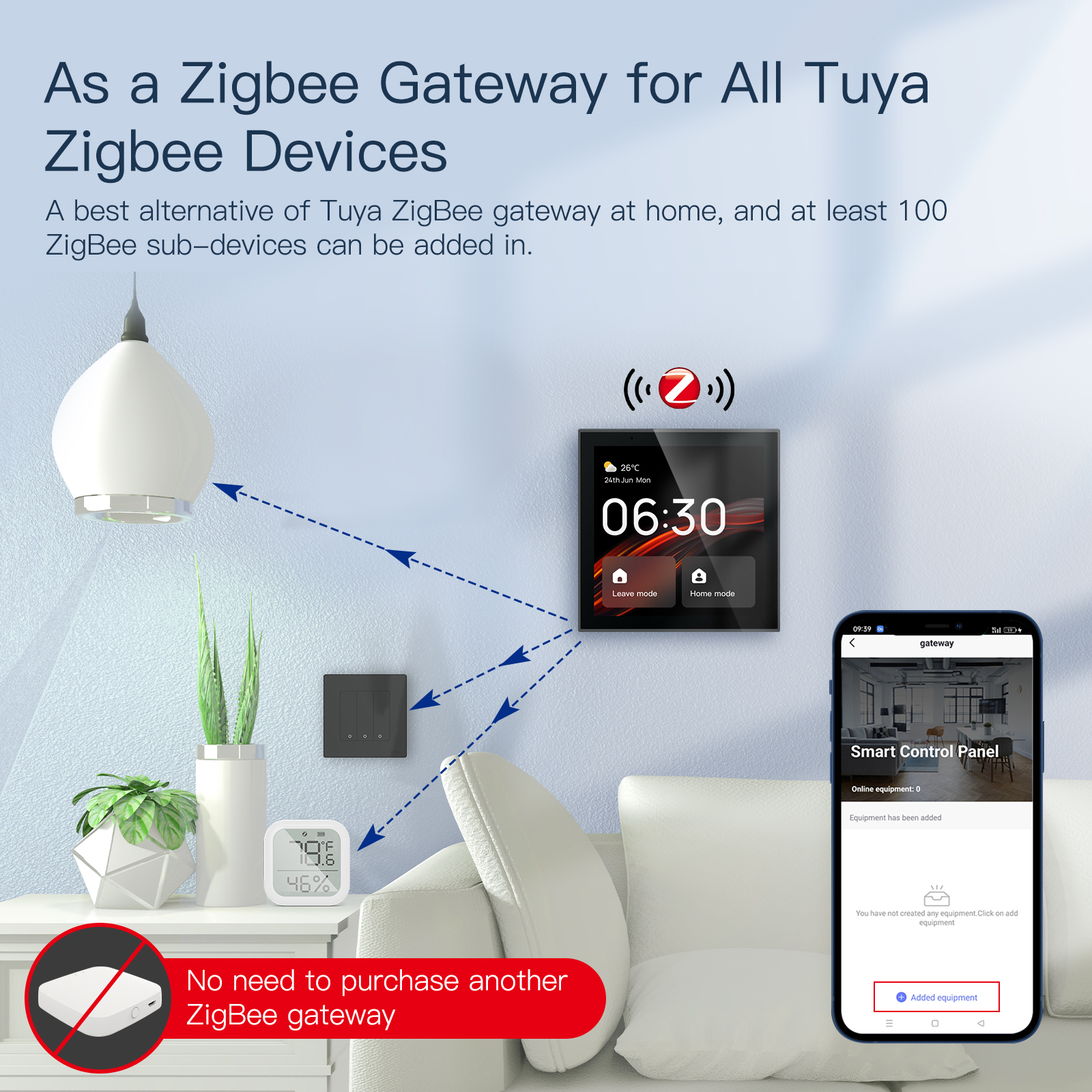 Smart Home Products Zigbee Wifi Hub Gateway 4/6/7/8/10/12 Inch Tuya Alexa Touch Glass Switch Panel Wall Central Control Screen thumbnail 3