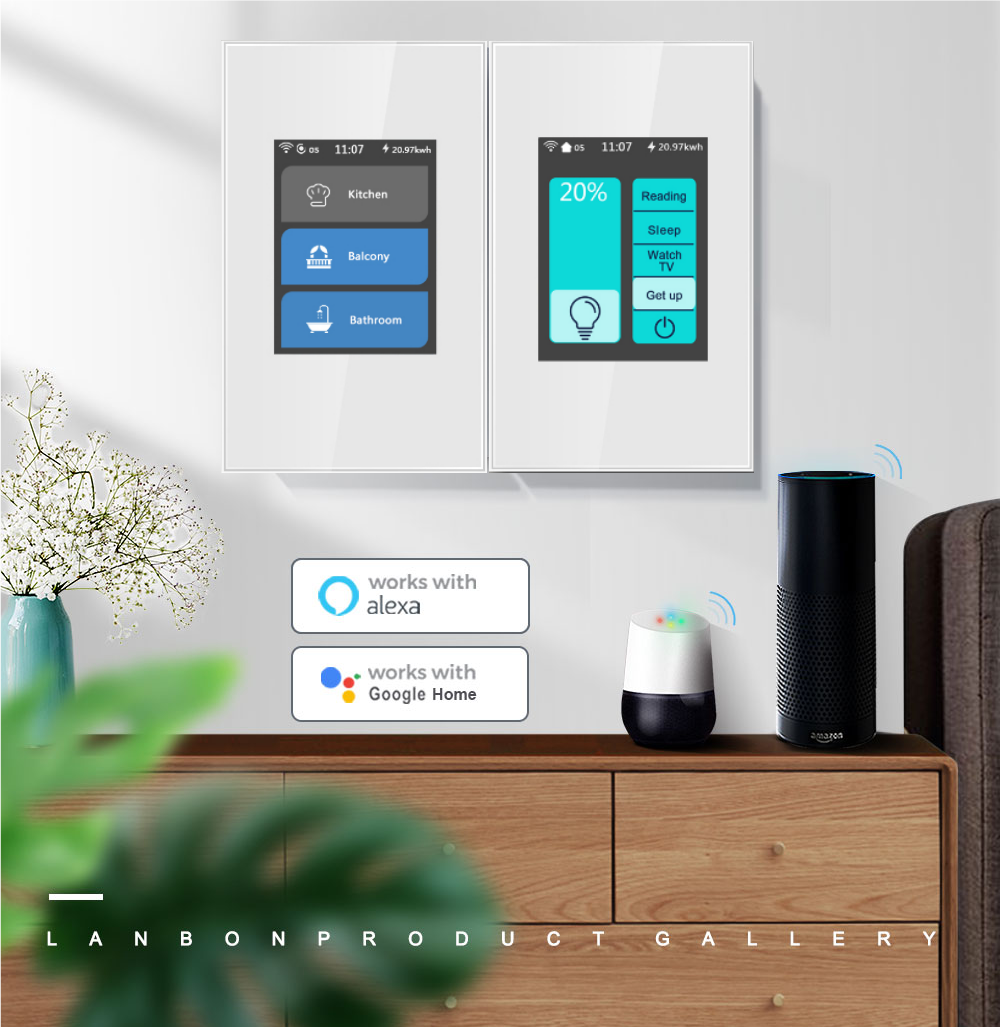 Manufacturers Tuya 3ch WIFI Smart Home Life Controller Alexa 2way Wall Touch Switch 2ch Glass Panel Smart Light Switches thumbnail 2