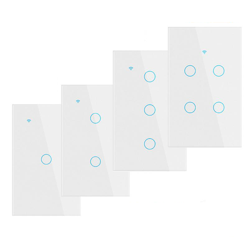 2025 new smart home product tuya wifi touch no neutral switch smart light wall switches N+L 1 2 3 4gang Tempered glass panel