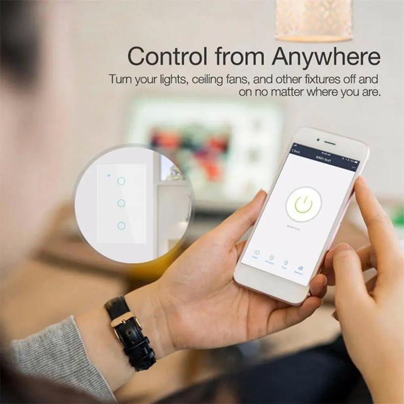 2025 new smart home product tuya wifi touch no neutral switch smart light wall switches N+L 1 2 3 4gang Tempered glass panel thumbnail 2