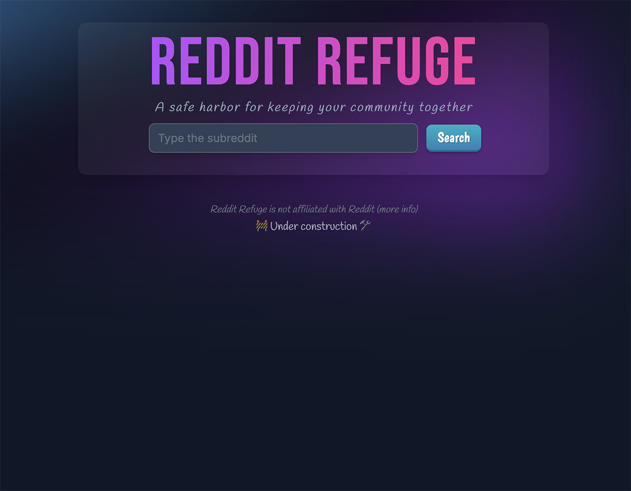 Screenshot of Reddit Refuge