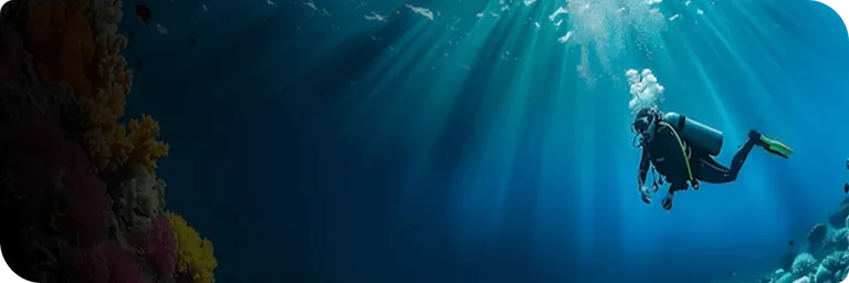 Diver deep in sea