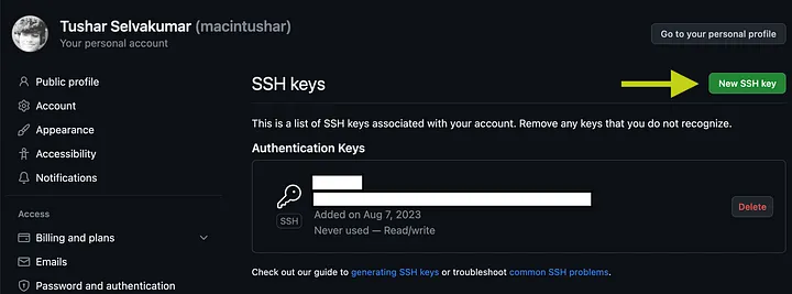 Add New SSH Key