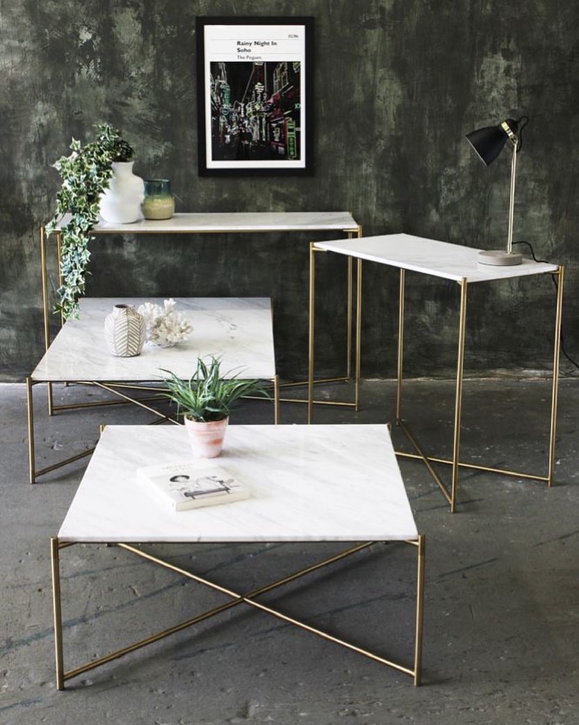 Luxury Marble Table Set with Gold Frames - Earthycrafts