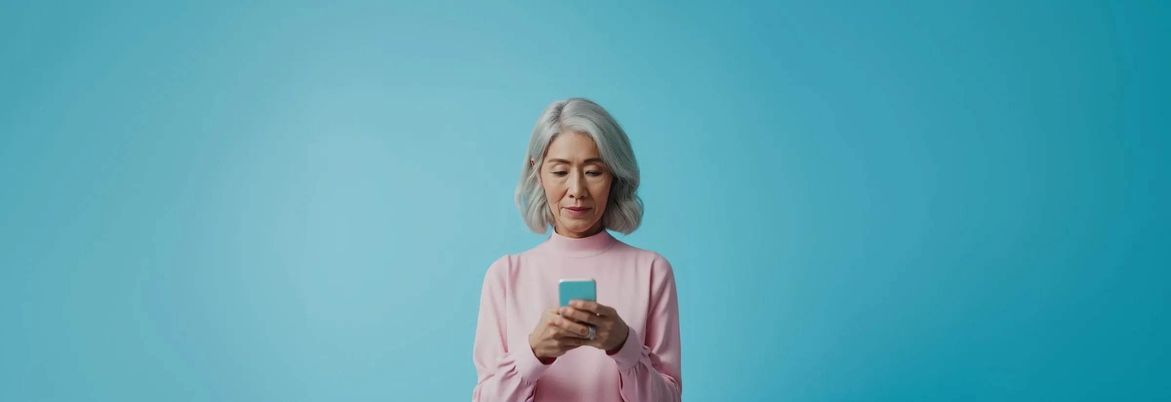 Contemplative Senior Woman with Smartphone