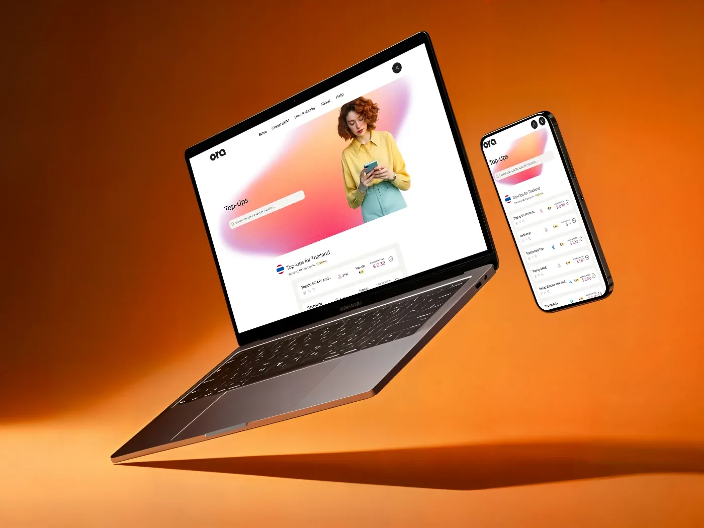 Floating Laptop and Phone