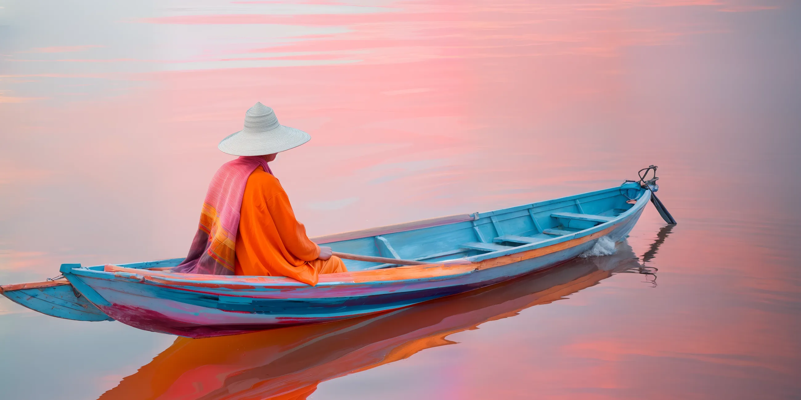 Man in boat enjoying eSIM connectivity