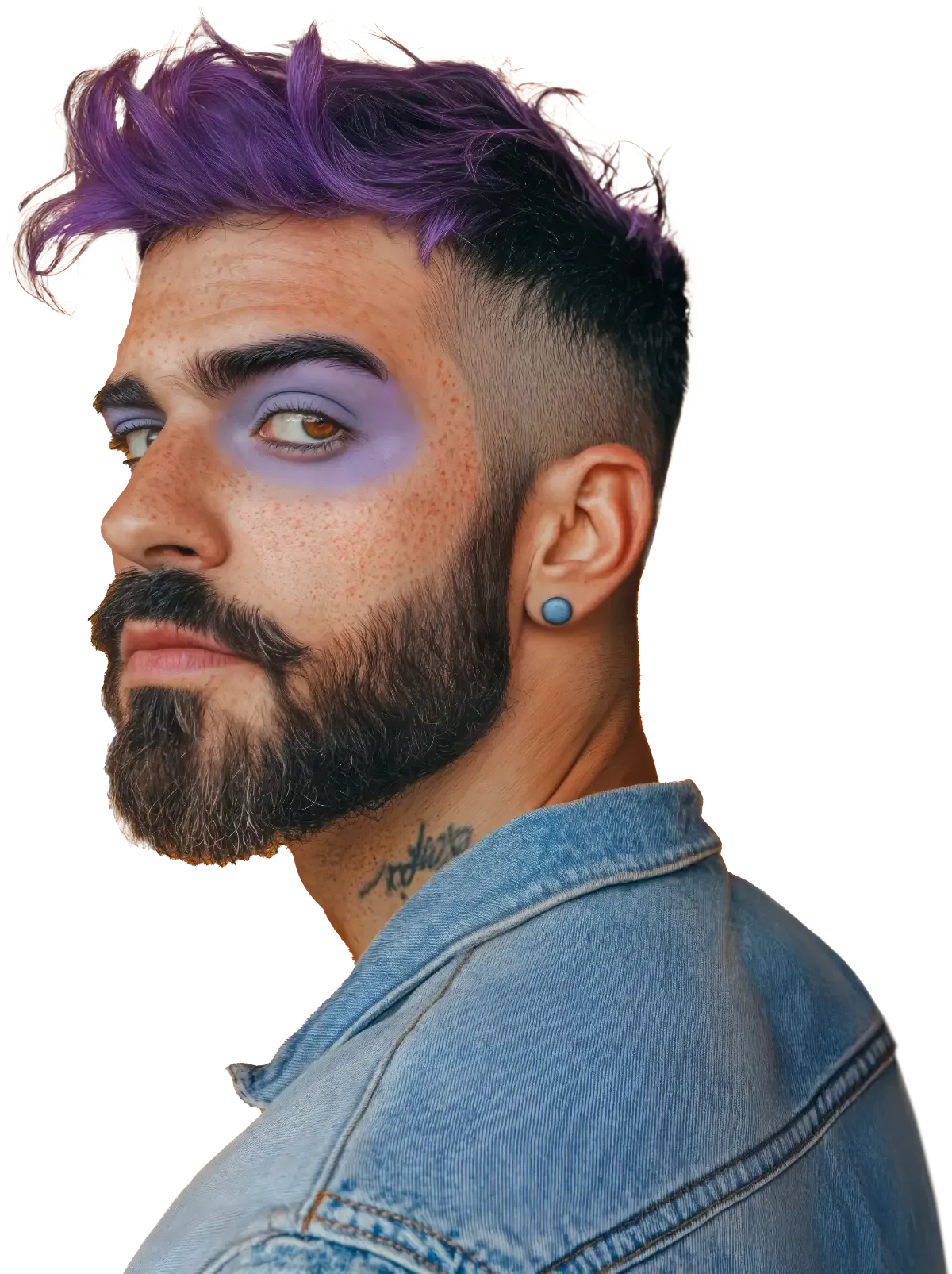 Bold Fashion Statement with Purple Hair