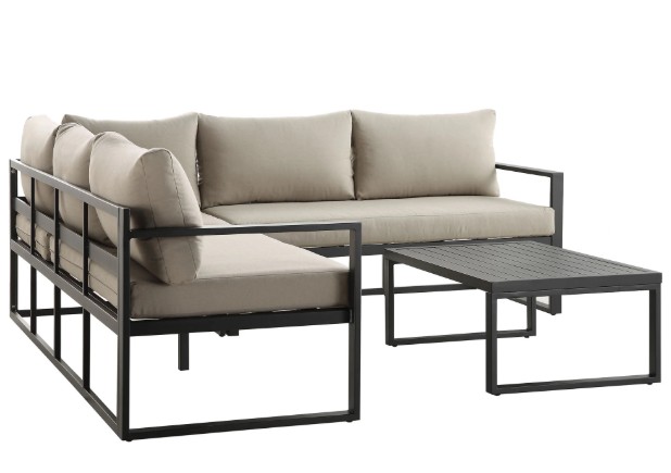 Albany Aluminium Corner Sofa Set with Reclining Back and Coffee Table, Taupe view 8