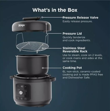Ninja HyperHeat 9-in-1 6L PC201 Pressure & Rice Cooker - Black view 11