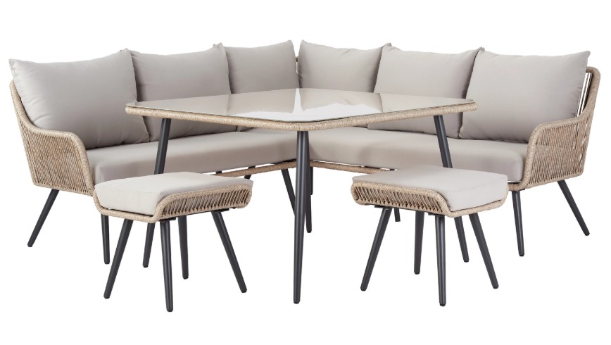 Habitat Malta 6 Seater Garden Corner Sofa Set - Natural view 3