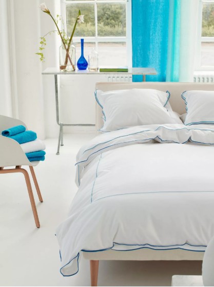 DOUBLE SIZE: Designers Guild Astor 400 Thread Count Double Duvet Cover, Cobalt