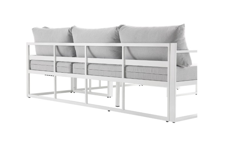 Albany Aluminium Corner Sofa Set with Reclining Back and Coffee Table, White view 10