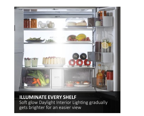 Haier 3D 60 Series 7 HTW7620DNGB Wifi Connected 205cm Total No Frost Fridge Freezer - Obsidian Black Glass - D Rated view 7