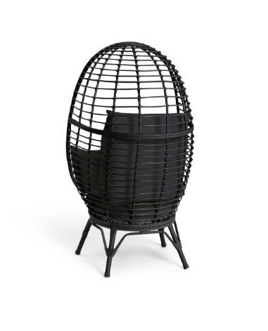 Habitat Kora Rattan Effect Garden Egg Chair - Black view 5