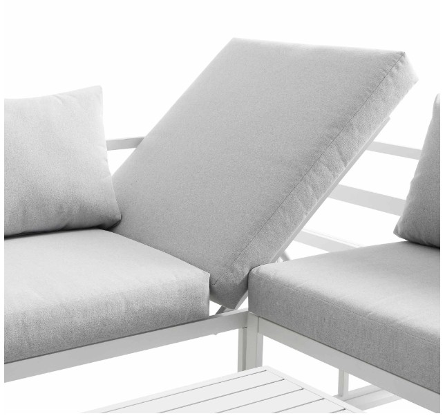 Albany Aluminium Corner Sofa Set with Reclining Back and Coffee Table, White view 13