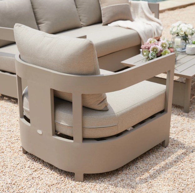 Stanford Outdoor 5-Seater Sofa Set, Taupe with Light Taupe Fabric view 8