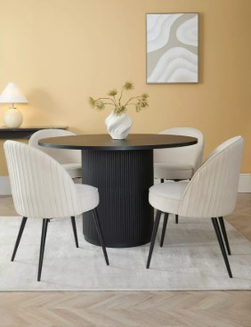 Carina Black 120cm Round Dining Table & 4 Mia Chairs 