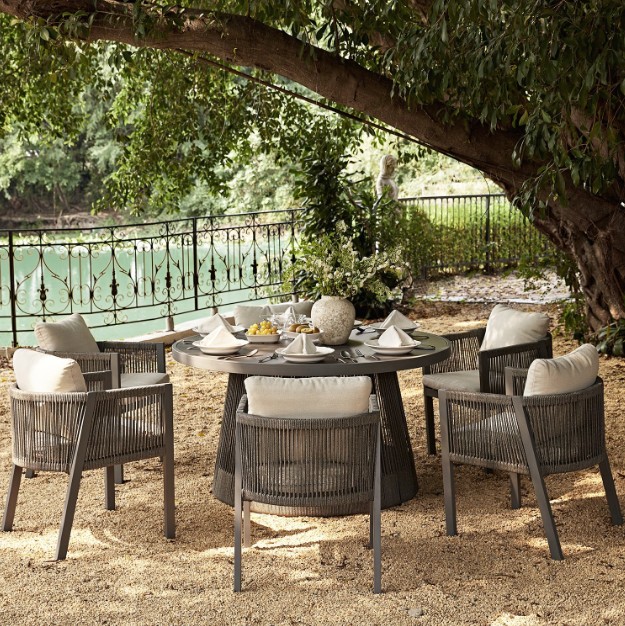 Pedra Rope and Aluminium Outdoor 6-Seater Round Dining Set view 3