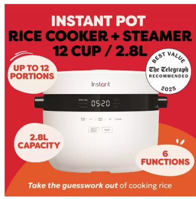 Instant Pot 2.8L Rice Cooker and Steamer - White view 3