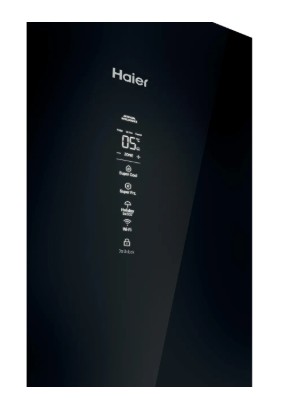 Haier 3D 60 Series 7 HTW7620DNGB Wifi Connected 205cm Total No Frost Fridge Freezer - Obsidian Black Glass - D Rated view 13