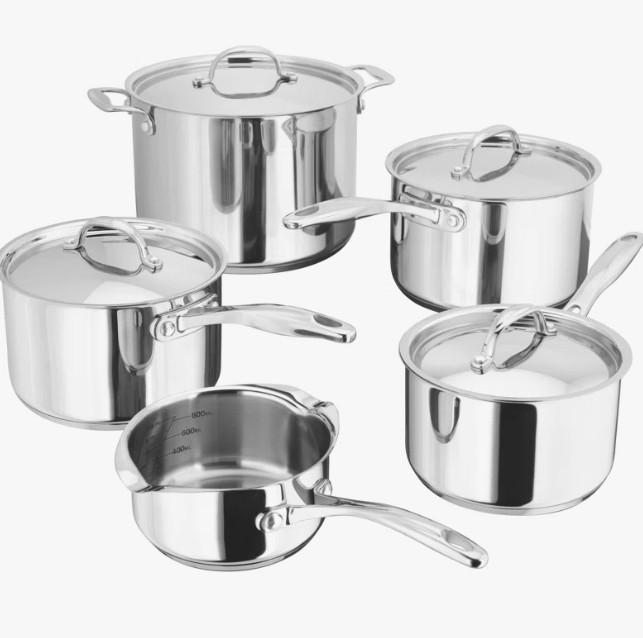 Stellar 7000, 5 Piece Stainless Steel Saucepan Set, 14cm milk pan, 16/18/20cm saucepans, 24cm stockpot view 3
