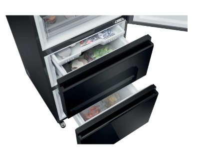 Haier 3D 60 Series 7 HTW7620DNGB Wifi Connected 205cm Total No Frost Fridge Freezer - Obsidian Black Glass - D Rated view 10