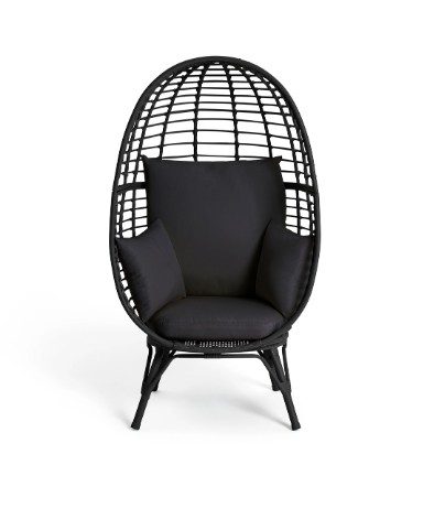 Habitat Kora Rattan Effect Garden Egg Chair - Black view 2