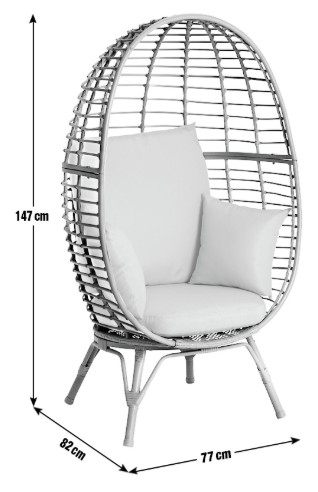Habitat Kora Rattan Effect Garden Egg Chair - Black view 6